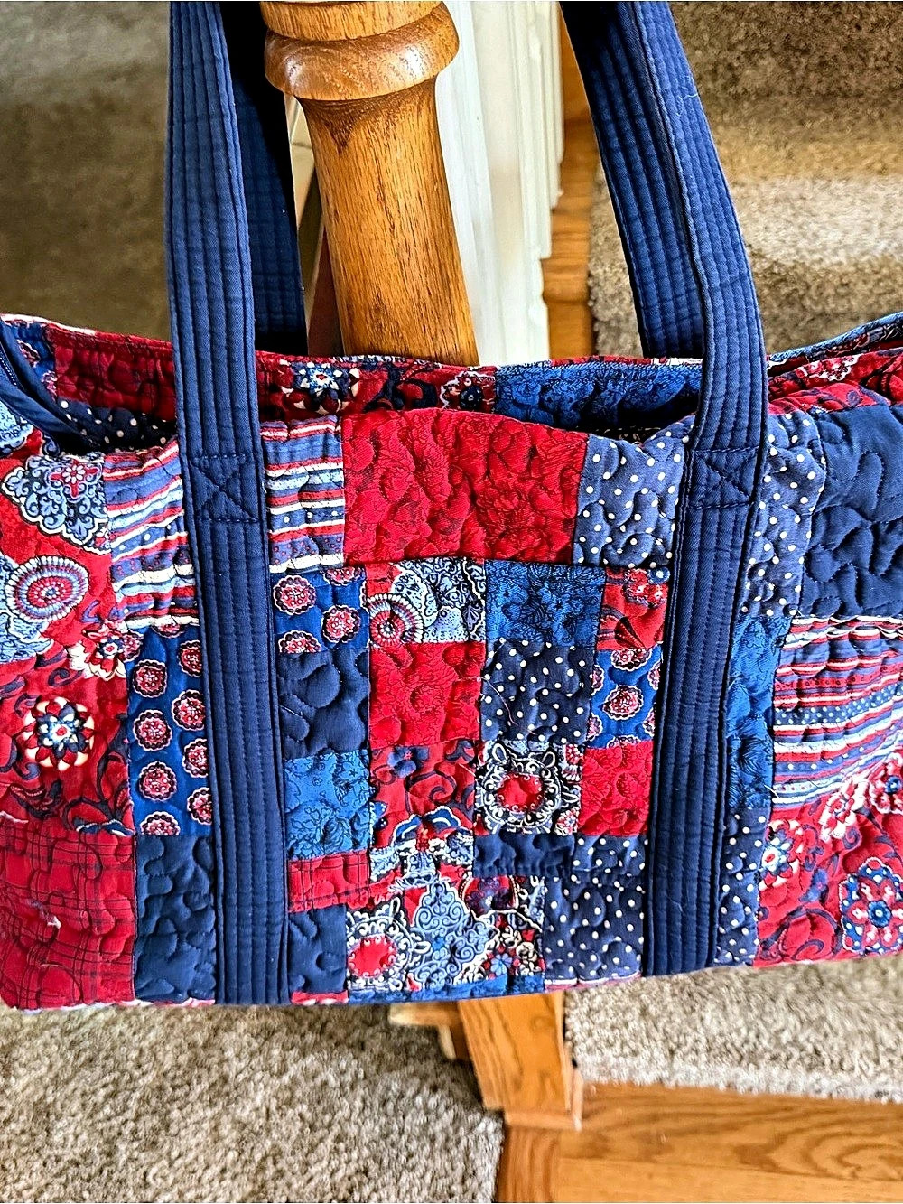 Donna Sharp Quilted Patchwork Tote Bag in Red & Blue